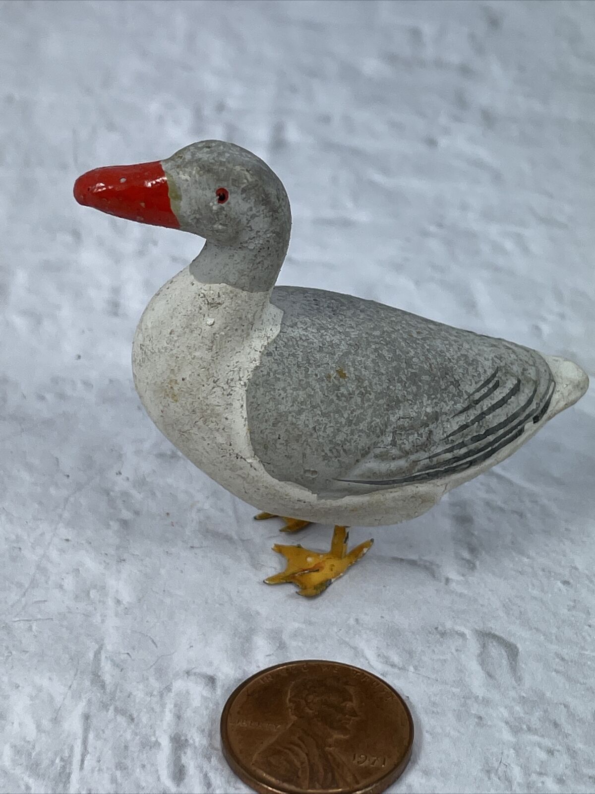 Antique German Putz Bird Goose Figure Elastolin Lineol Composition EUC