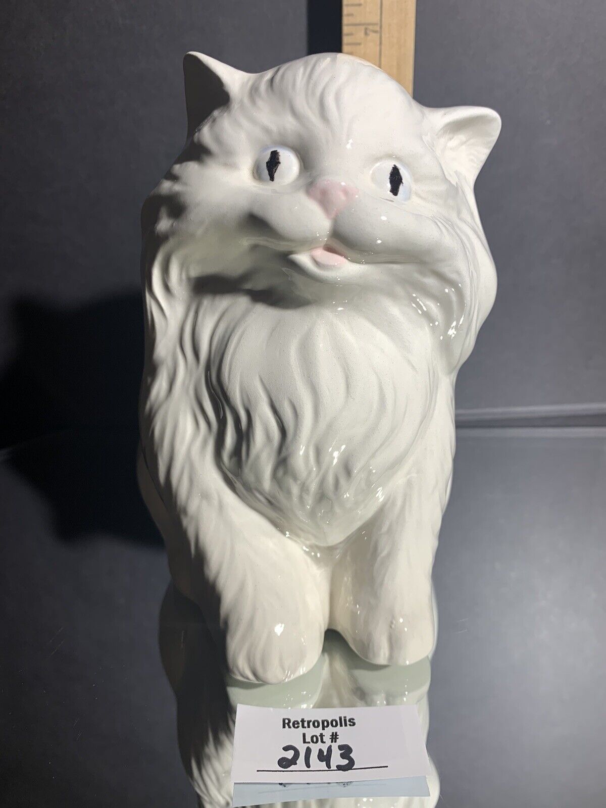 Vintage Ceramic White Persian Cat Kitten Figurine Vintage