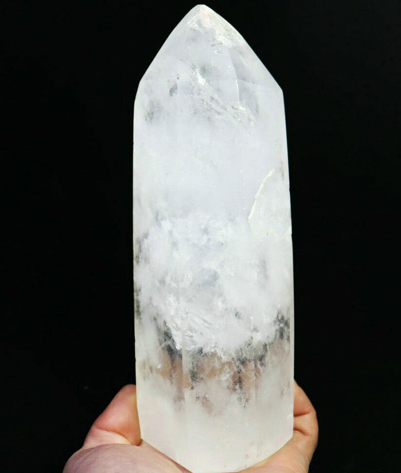 3.18lb Natural Polished White Clear Quartz Crystal Obelisk Wand Point Tower