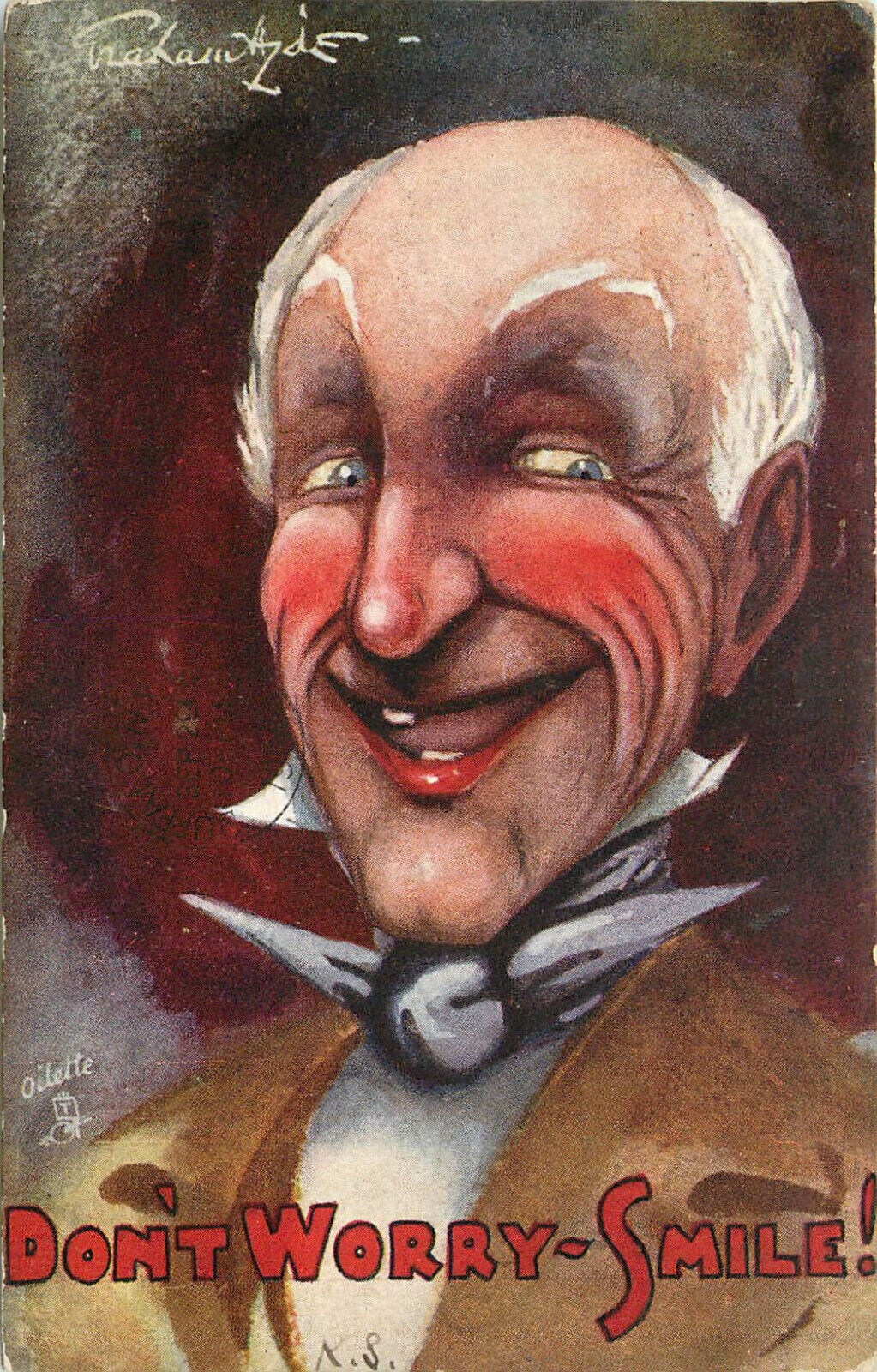 Tuck\'s Oilette Postcard Don\'t Worry Smile 9173 Graham Hyde Man Missing Teeth