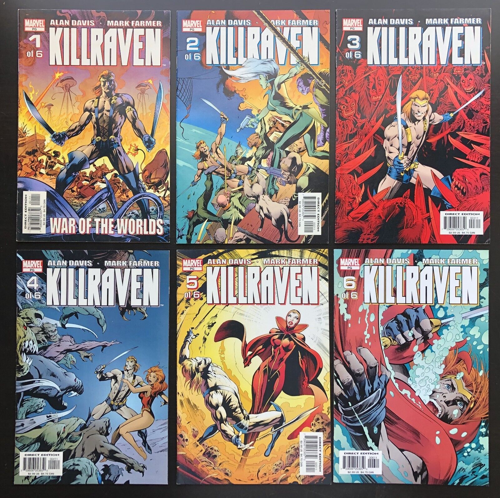 Killraven 1-2-3-4-5-6 Complete Set War of The Worlds Alan Davis - Marvel Comics