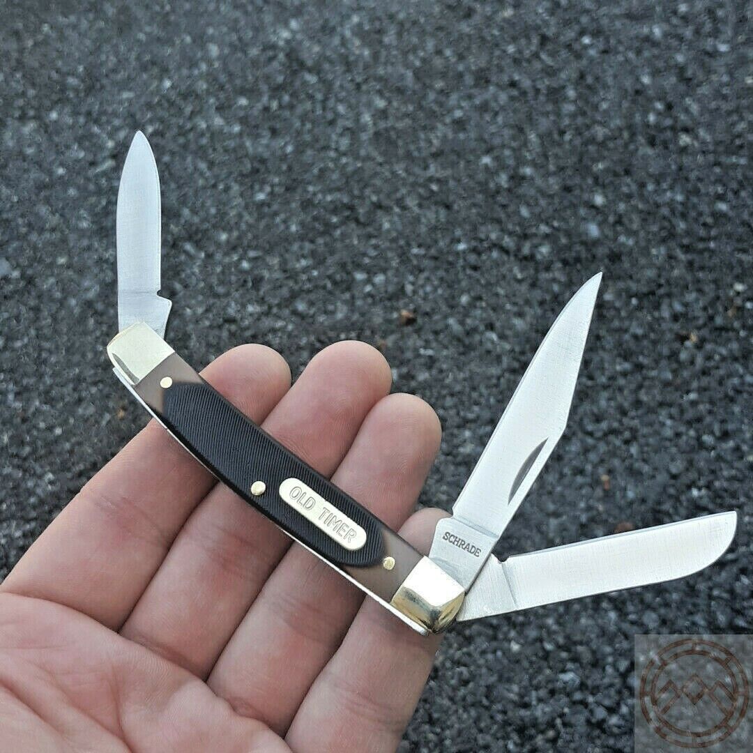 Schrade Old Timer Middleman Pocket Knife Stainless Steel Blades Delrin Handle