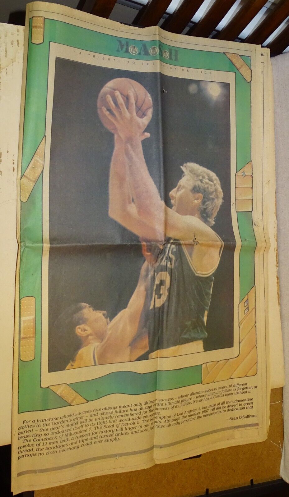 TRIBUTE TO THE 1986-1987 CELTICS 6/16/87 Boston Globe Newspaper Section (poor)