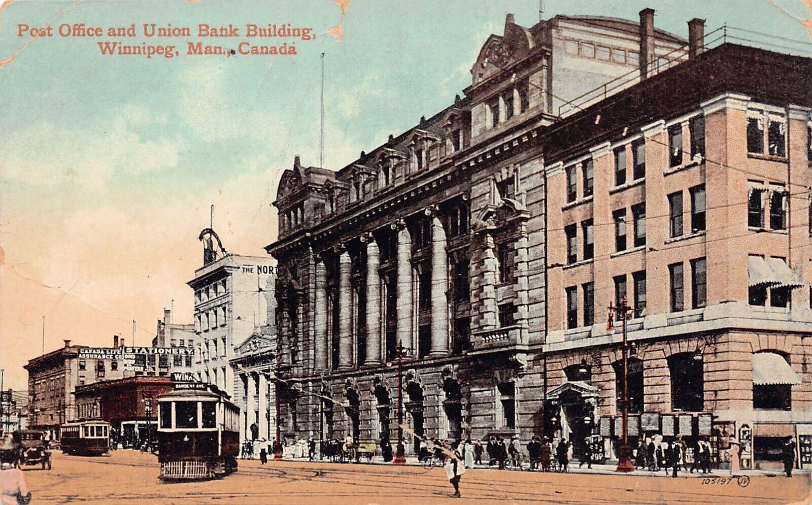 Canada Winnipeg Post Office Union Bank Building Downtown 1910s Vtg Postcard C48