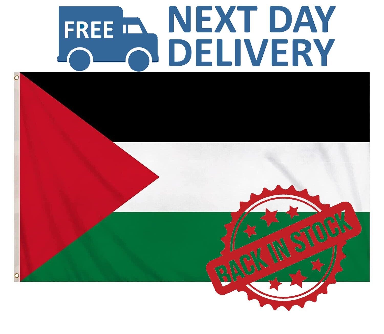 LARGE 5FT X 3FT PALESTINE FLAG UK PALESTINIAN GAZA FREE NATIONAL BRASS EYELETS