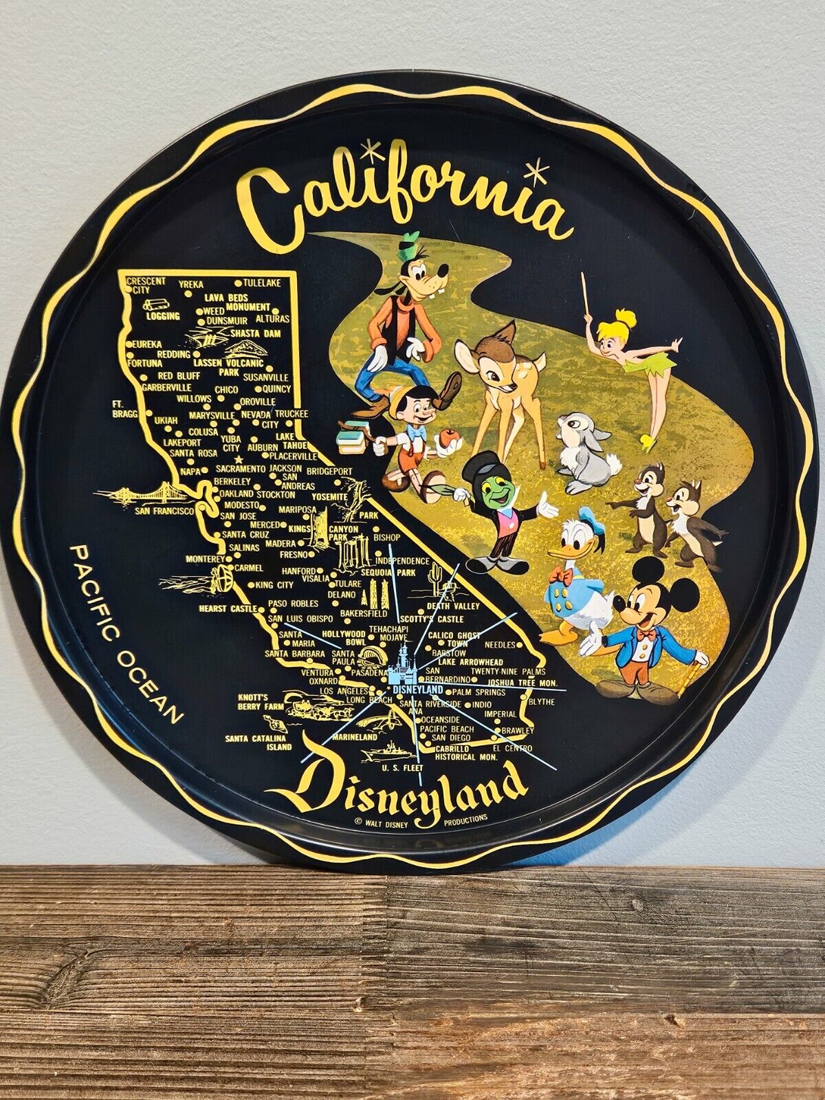 Vintage 1960s Disneyland California Collectible Disney Serving Tray