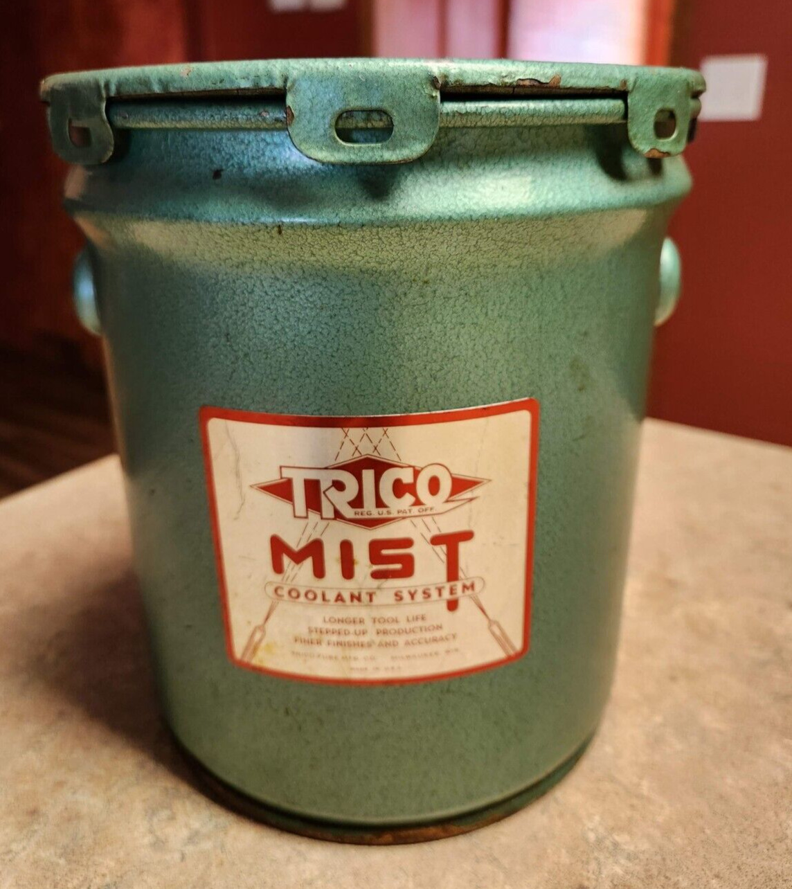 Vintage RARE Trico Mist Coolant System Bucket Pail NICE Graphics for Display
