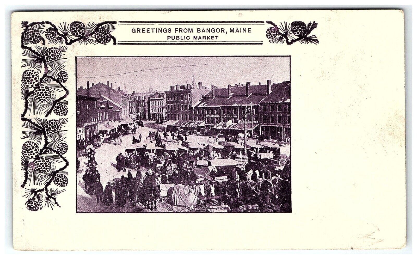 1901-07 Postcard  Greetings From Bangor Maine Public Market
