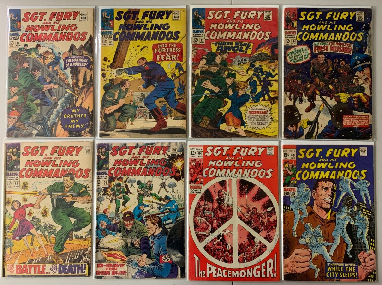 Sgt. Fury Howling Commandos lot #36-118 Marvel (avg 4.0 VG) 22 diff (1966-\'74)