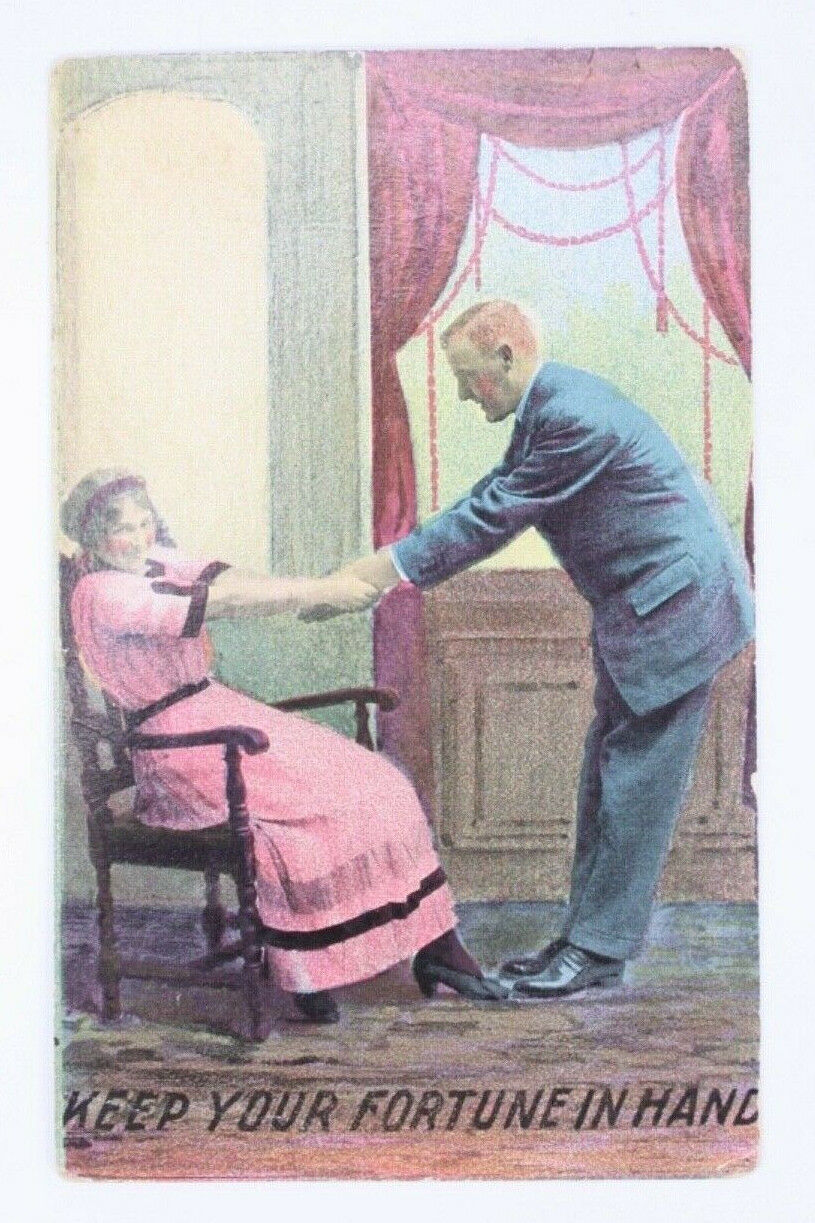 Antique Vtg Keep Your Fortune in Hand Post Card