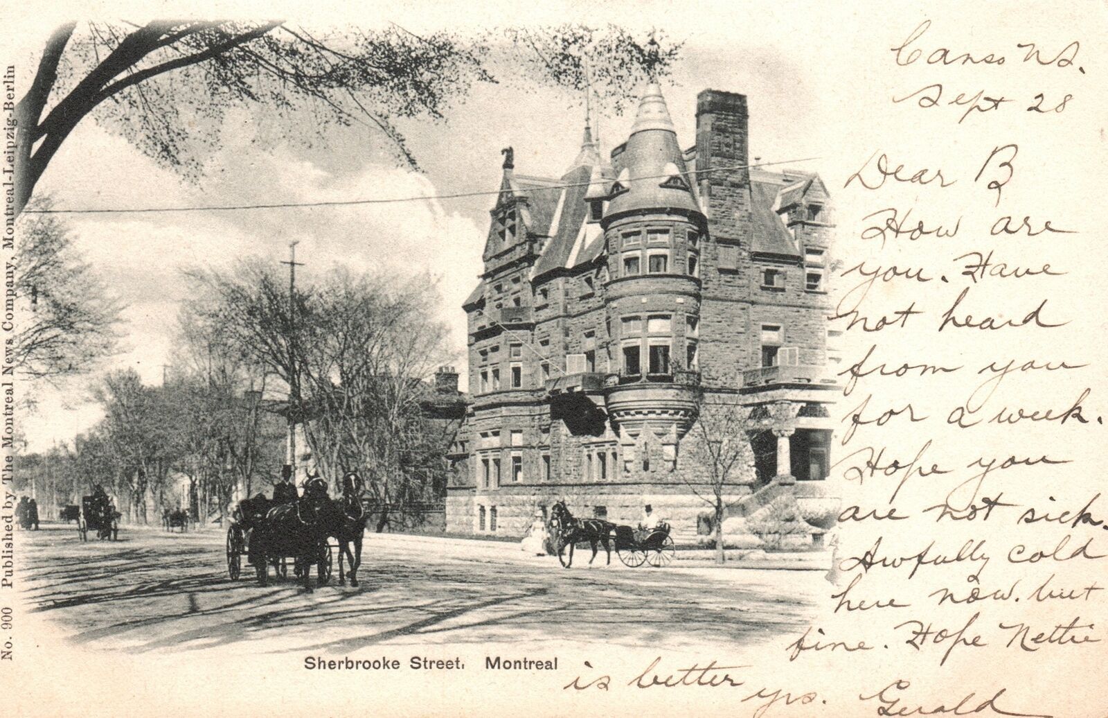 Vintage Postcard 1905 Sherbrooke Street Montreal Canada Montreal News Company
