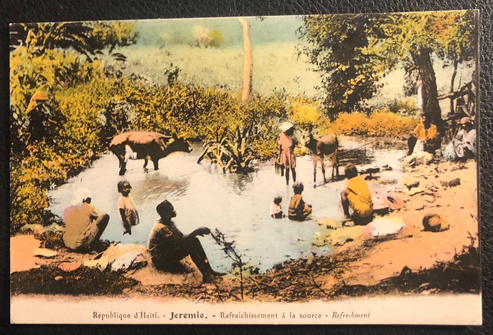 REFRESHMENT Printed French Postcard Scene In The Republic Of Haiti circa 1915