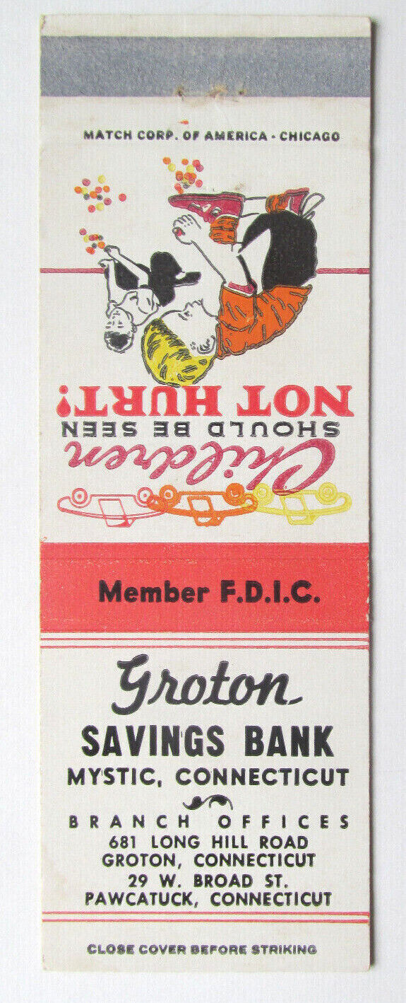 Groton Savings Bank - Mystic, Connecticut 20 Strike Matchbook Cover Pawcatuck CT