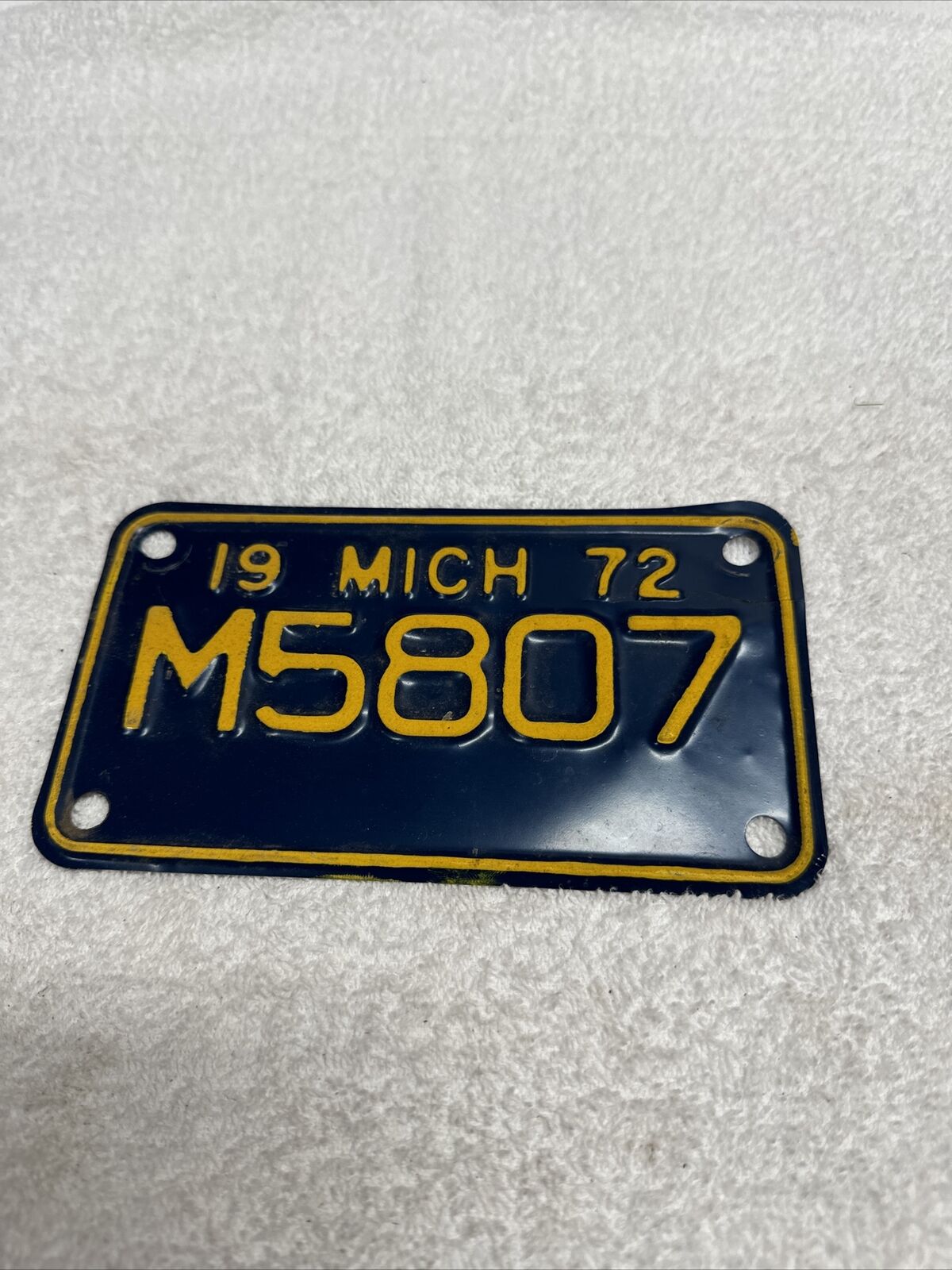 1972 Michigan Motorcycle License Plate M5807
