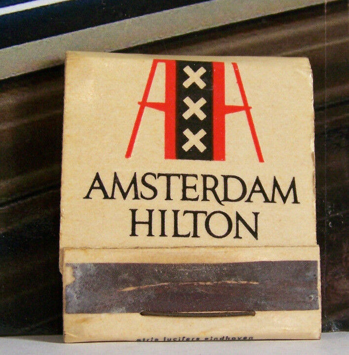 Rare Vintage Matchbook F3 Amsterdam Holland Hilton International Location List