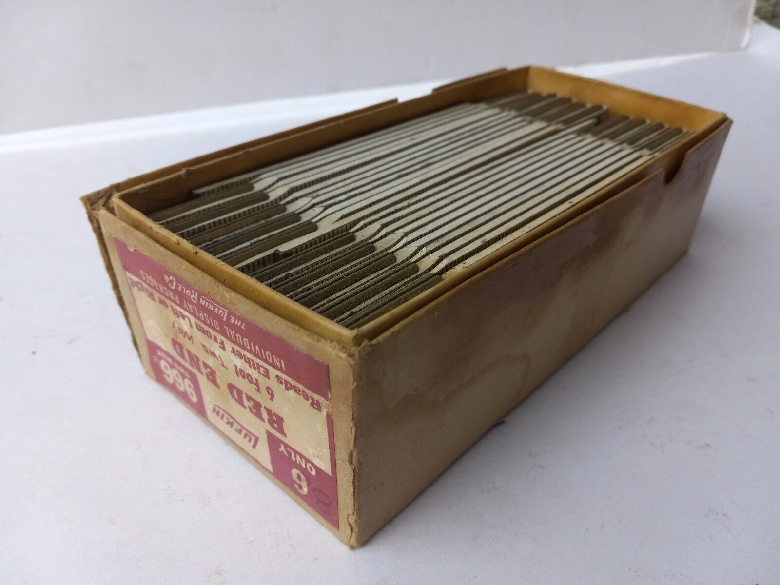 Vintage Box Of 6 Lufkin Red End 6ft 966 Two Way Folding Ruler