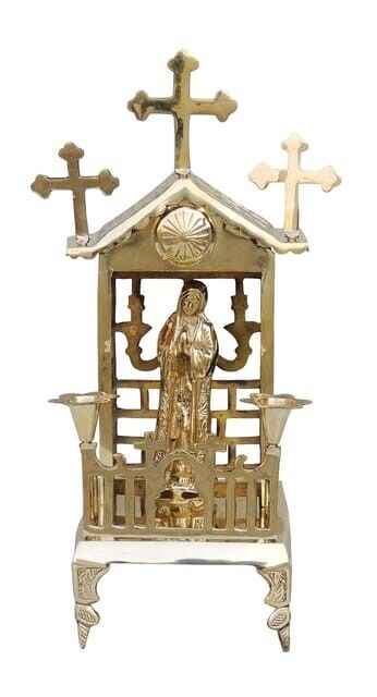 Brass Jesus Christ Church with Candle Stand  7*6*15.5 Inch