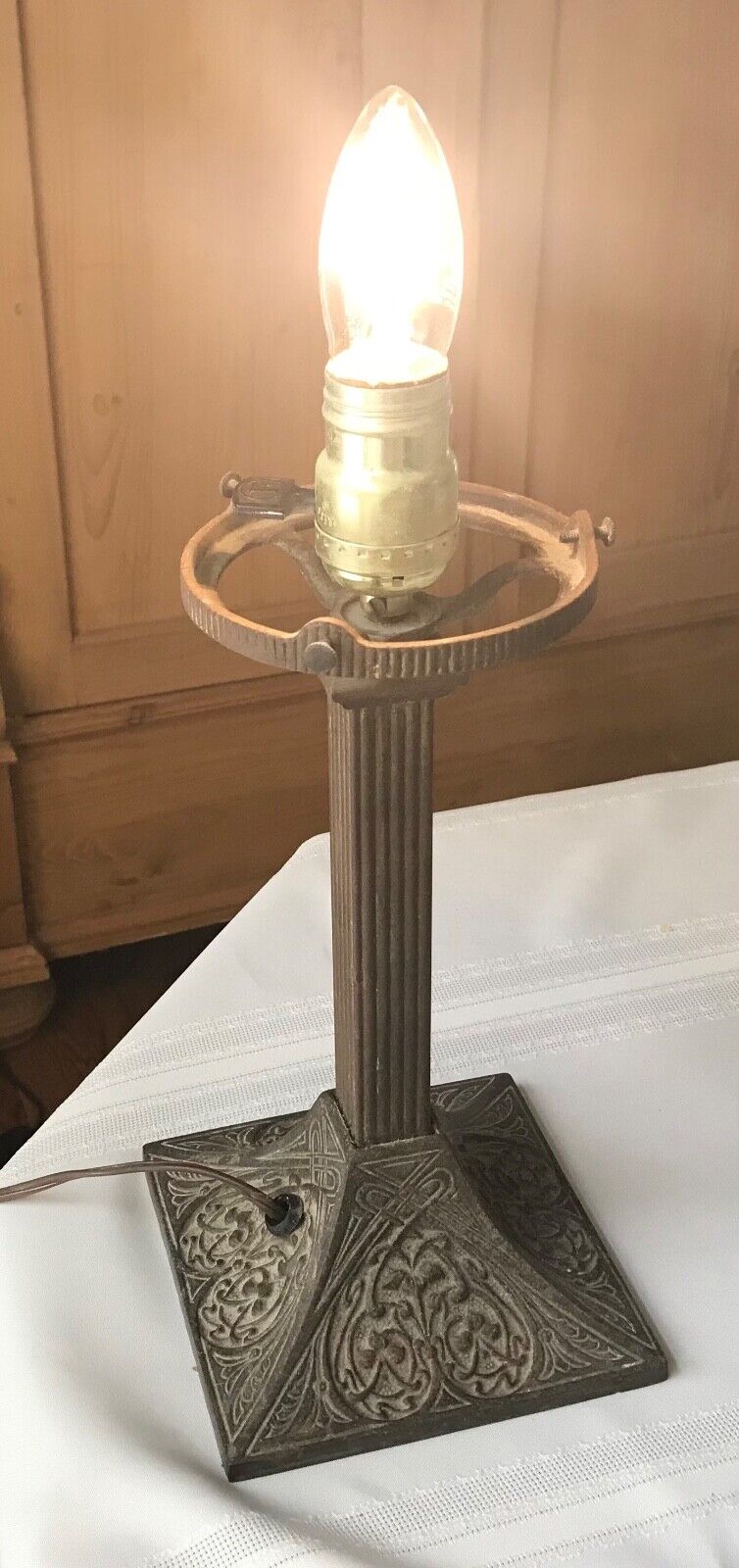 Antique Mission Art Nouveau Table Lamp Nice patina ~ 12 1/2” (without shade)