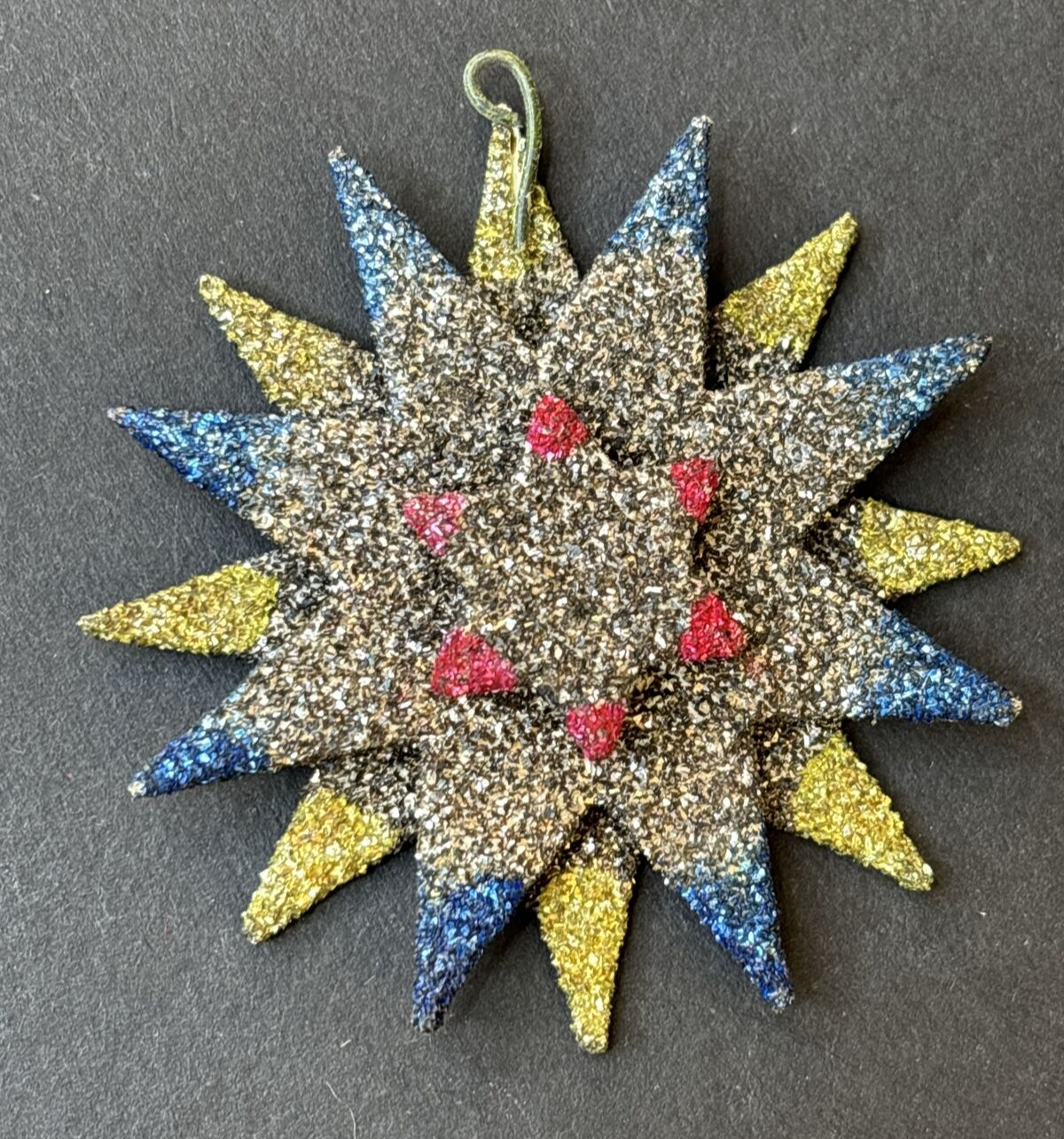 VTG West Germany Putz Mica Glitter Flat Cardboard Christmas Ornament STARBURST