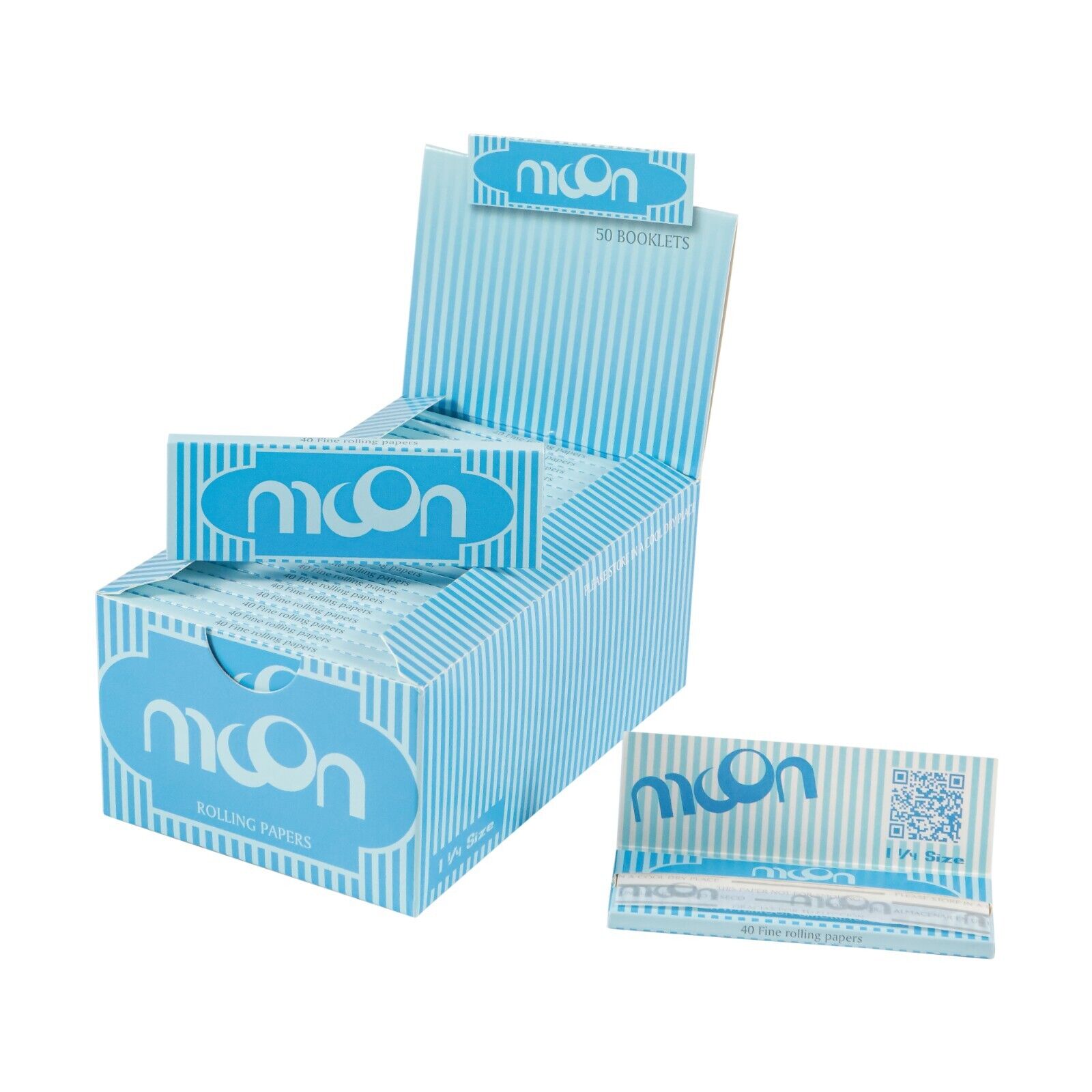 MOON 50 Booklets Rice Rolling Papers 1 1/4 Size 1.25 inch 77 mm Cigarette Paper