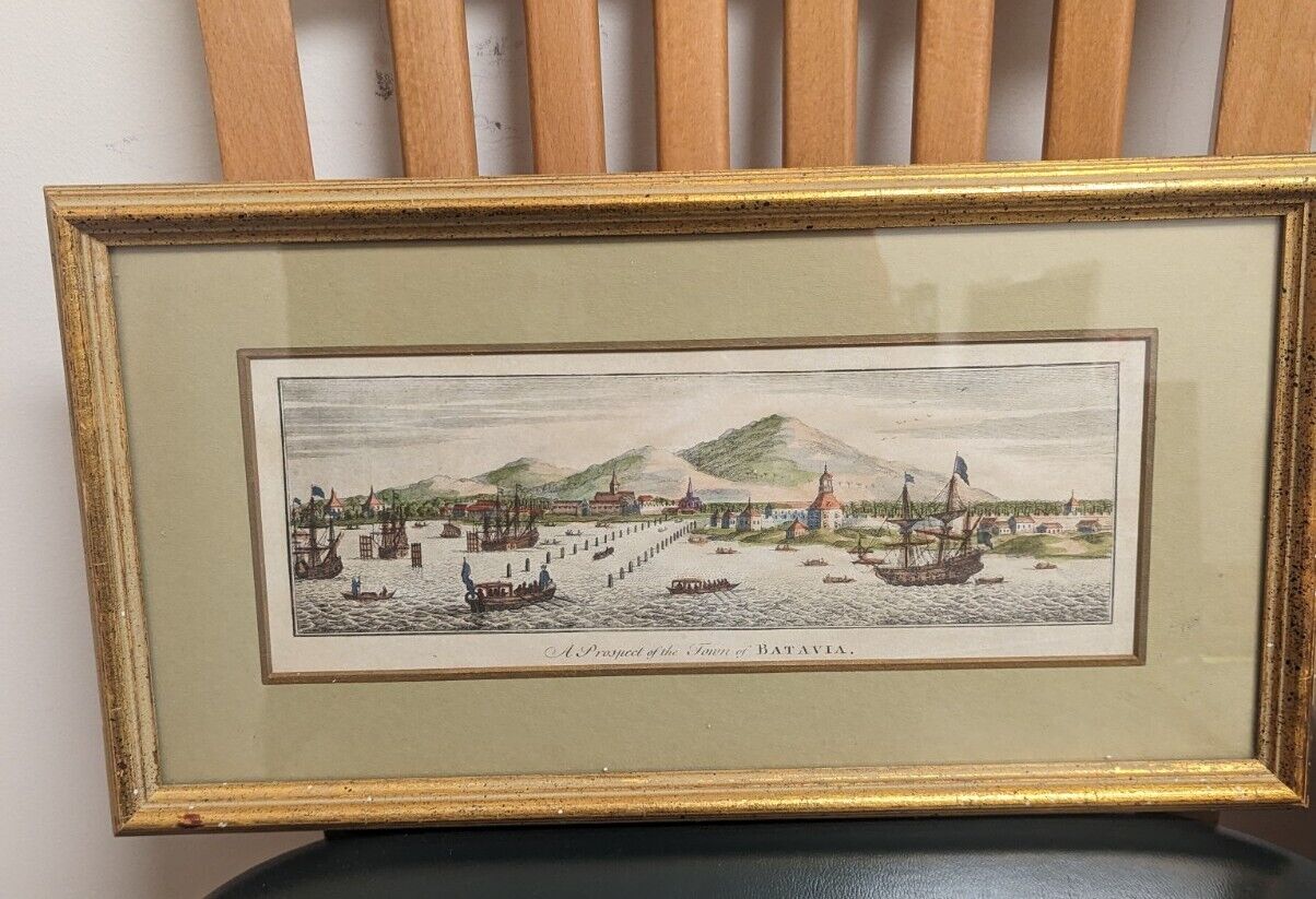 Lot of 2 Hand Colored Plates: A Prospect of the Town of Batavia and A View of th