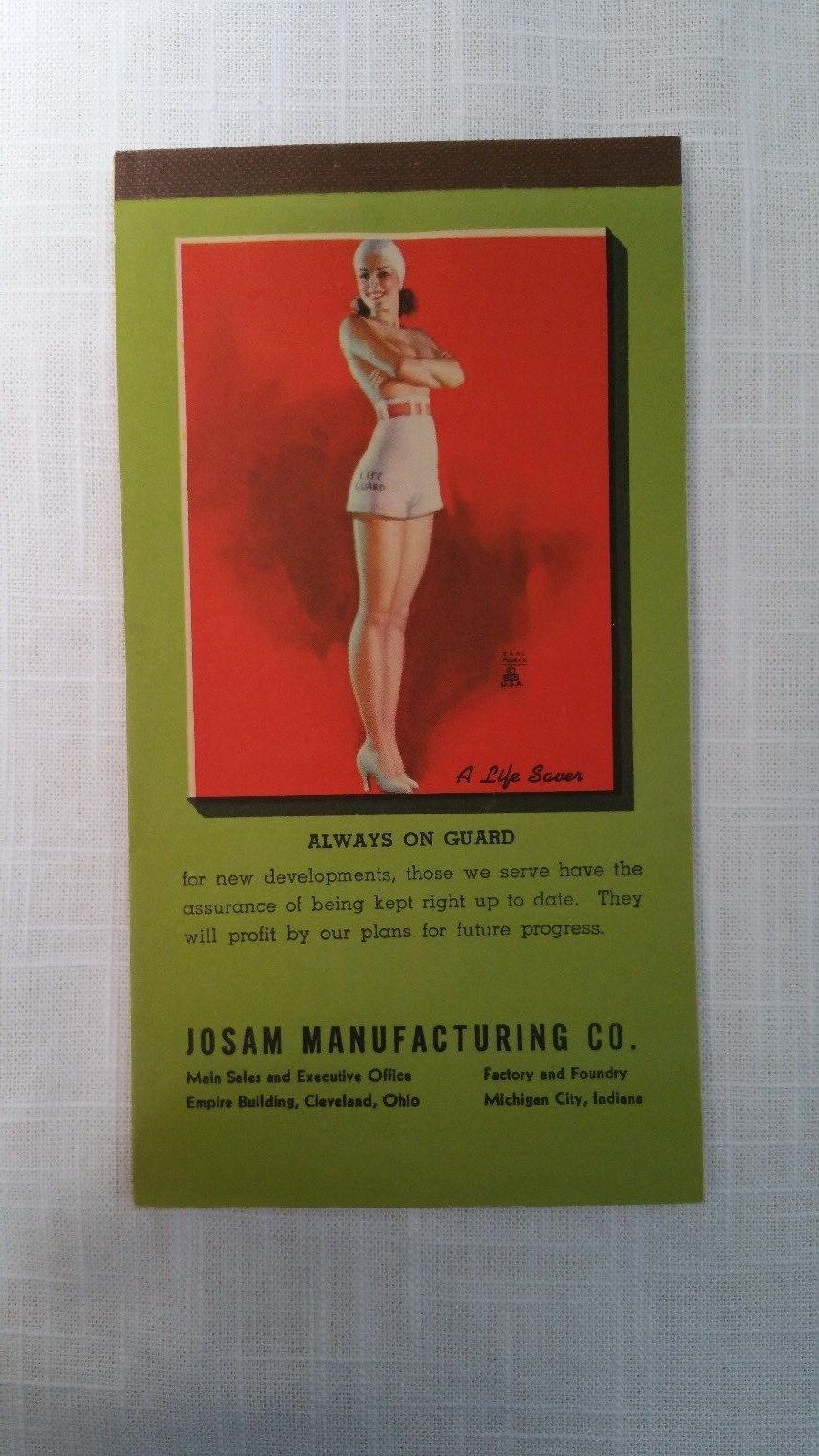 Vintage October 1945 Earl Moran Pin-Up Calendar Notebook Josam Man NM No Flaws D