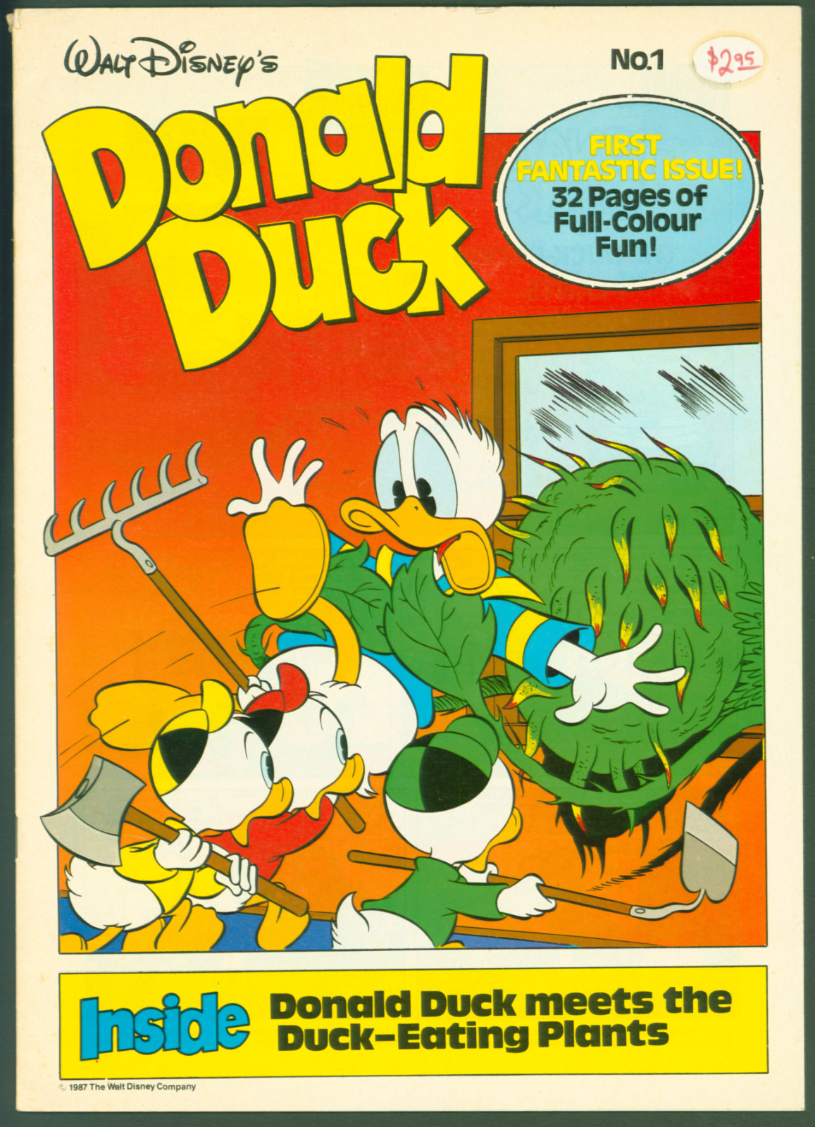 VTG 1987 Walt Disney\'s Donald Duck #1 VG UK London Edition Magazine Size Comic