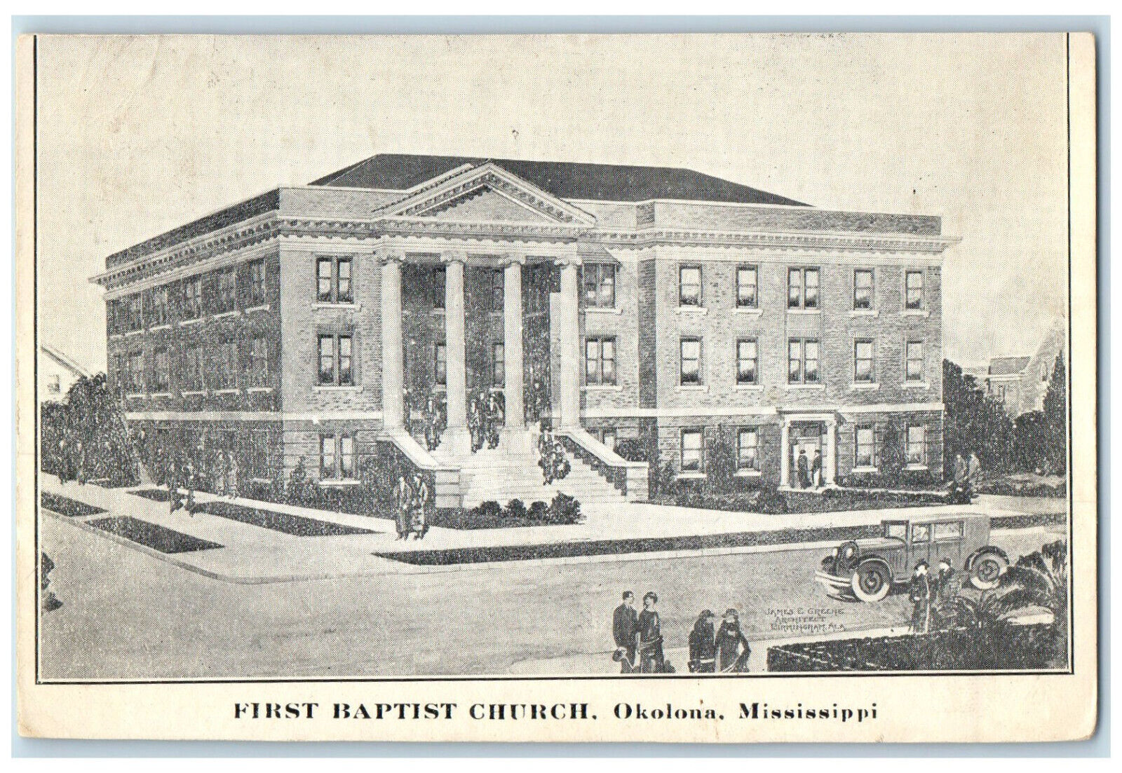 1925 First Baptist Church Okolona Mississippi MS Vintage Posted Postcard
