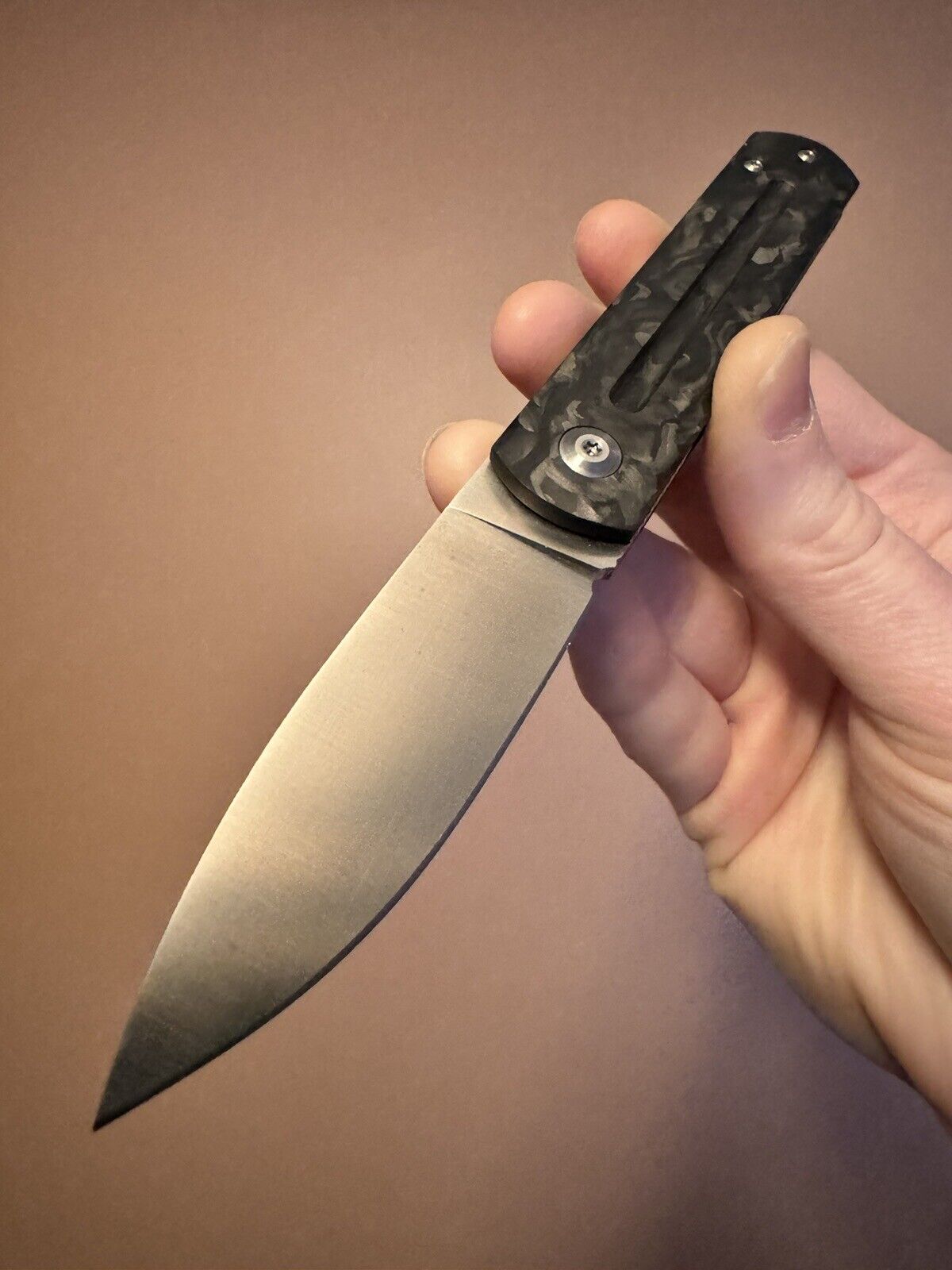 Monterey Bay Knives Ray Laconico Marbled Carbon Fiber EWC Folding Knife RARE