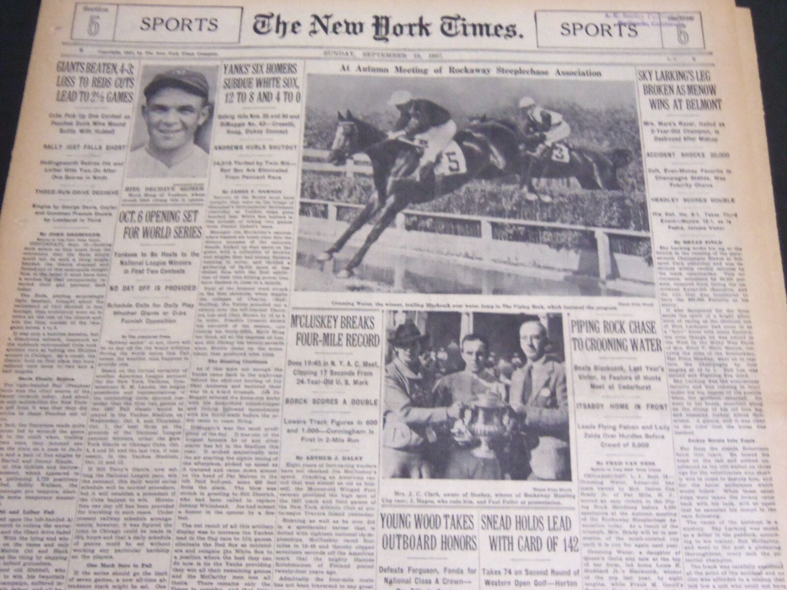 1937 SEPT 19 NEW YORK TIMES SPORTS -BOXING CARNIVAL AT THE POLO GROUNDS- NT 7006