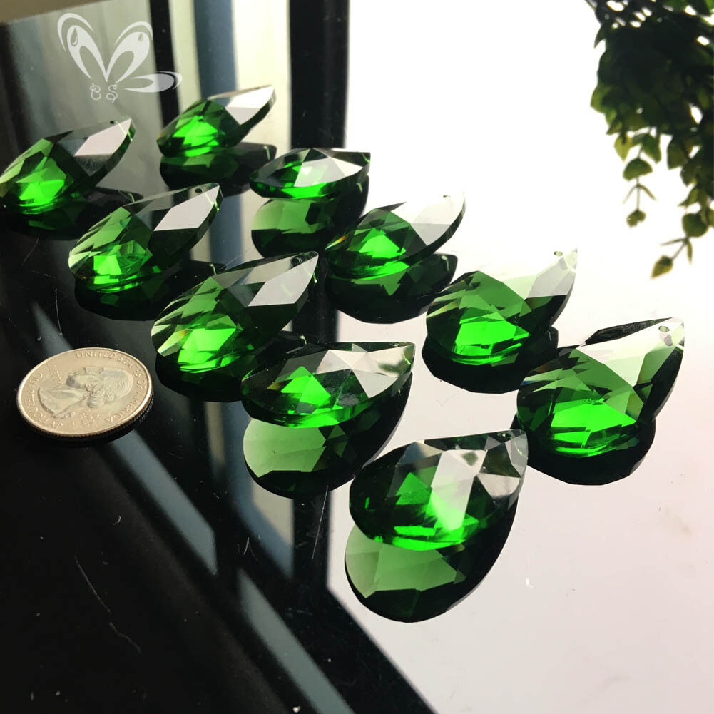 10Pc Green Magic Angel CRYSTAL Glass Chandelier Prisms Pendant Decor SUNCATCHER