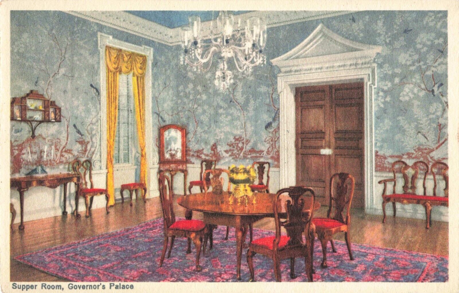 Williamsburg VA Virginia, Supper Room, Governor\'s Palace, Vintage Postcard