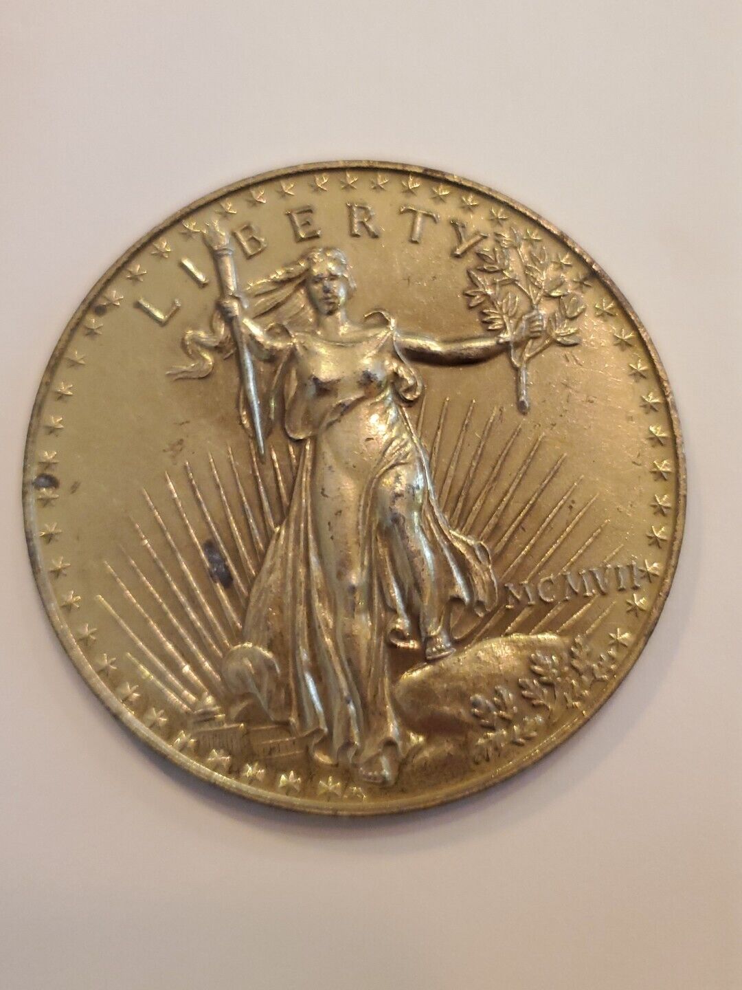 Vintage Liberty MCMVII USA Twenty Dollar Replica Coin (Item A)