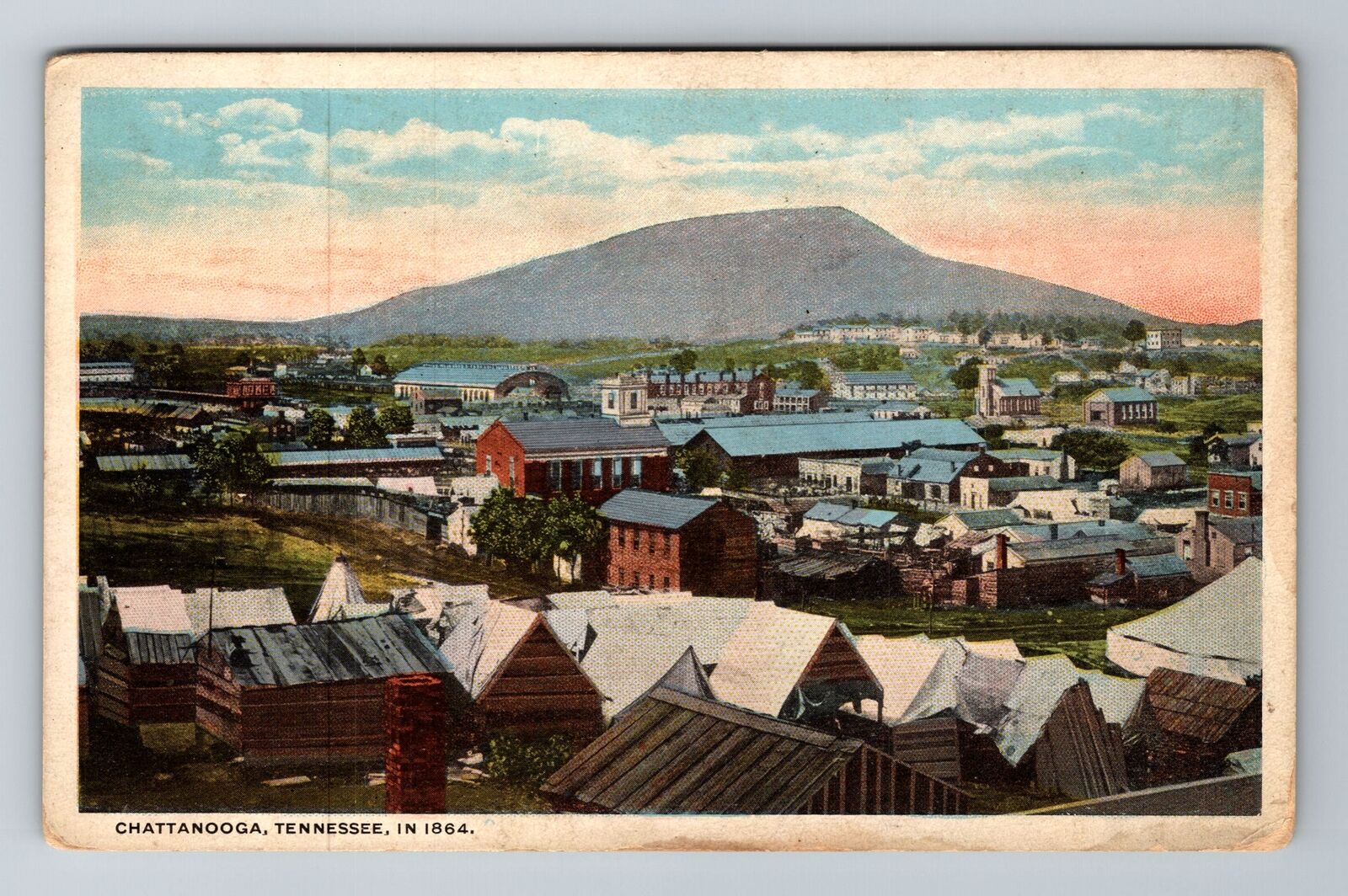 Chattanooga TN-Tennessee, Aerial Of Town Area, Antique Souvenir Vintage Postcard