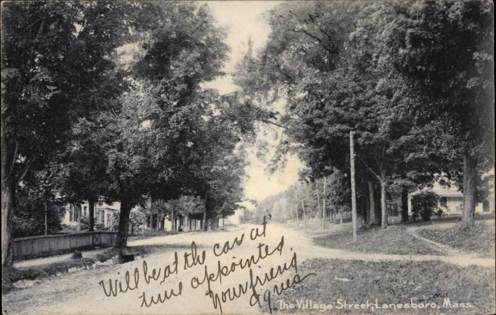 Lanesboro Massachusetts MA Village Street c1910 Vintage Postcard