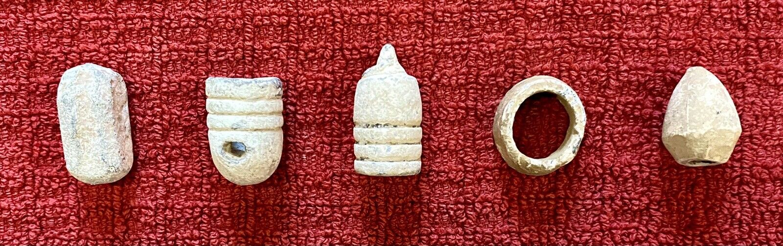 4 Dug Civil War Carved Bullets, Camp Art. One Looks Like A Pipe Bowl.