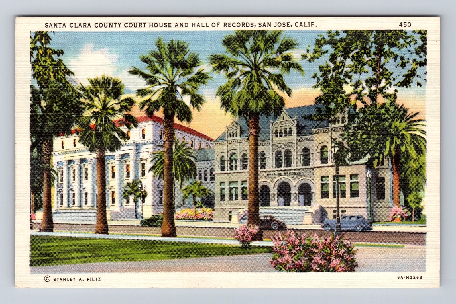 San Jose CA-California, Santa Clara County Courthouse, Vintage Souvenir Postcard
