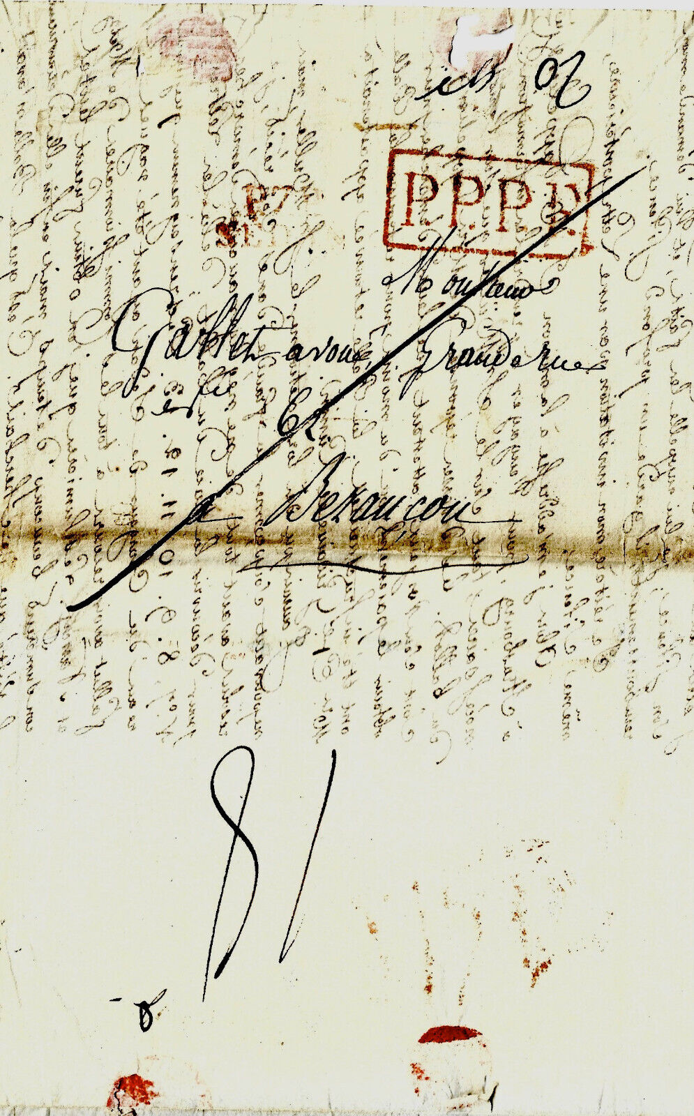 1815 stamp letter P.P.P.PP. against MULLER Strasbourg for GALLET confessed Besançon