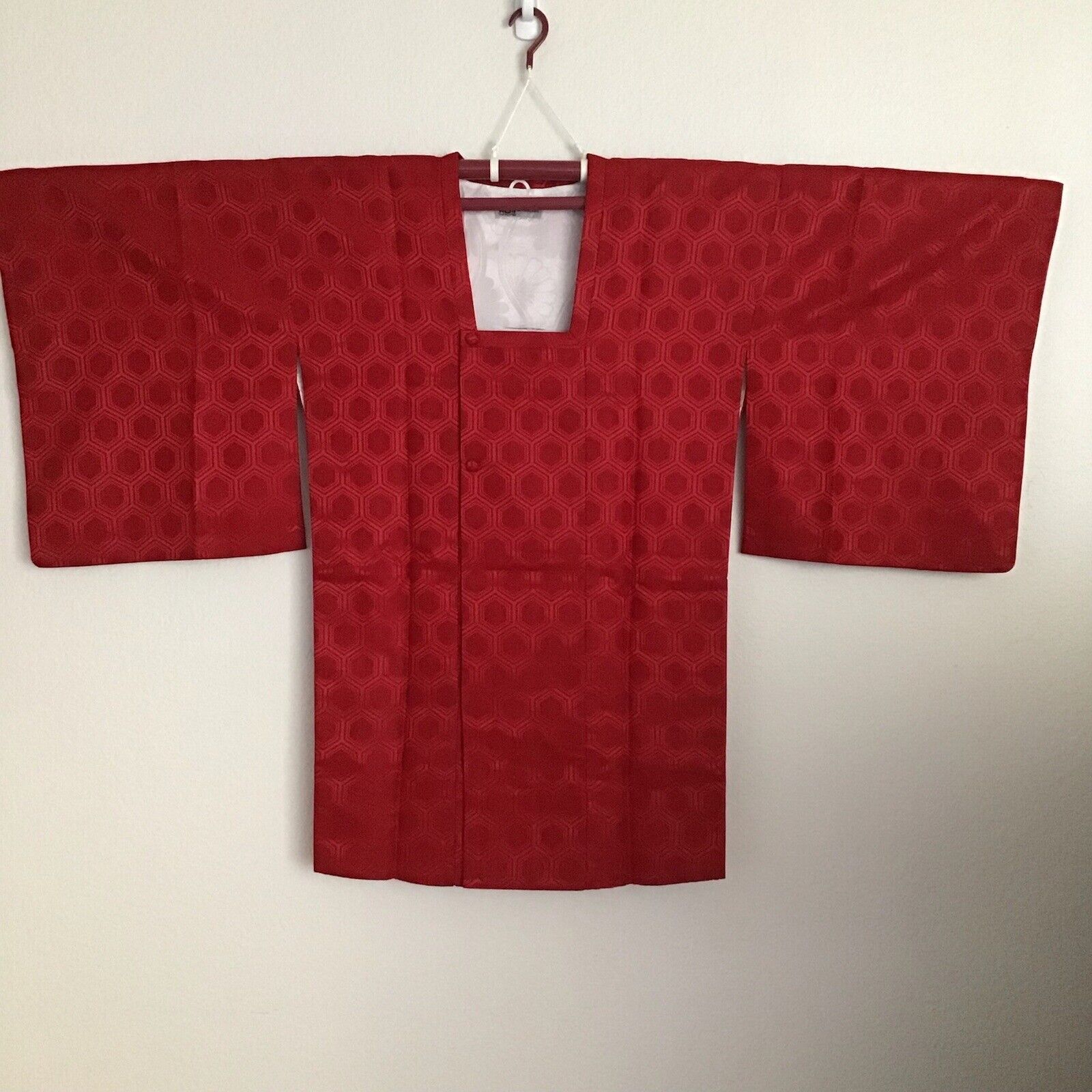 Mitsukoshi Red Over Coat Michiyuki Haori Jacket Japanese Kimono 着物道行 - Women's 