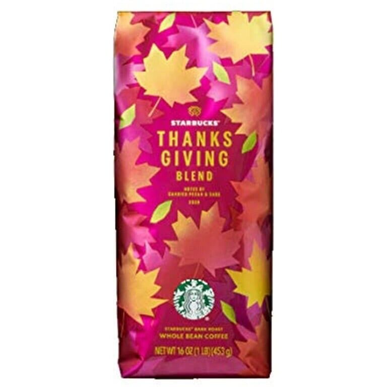 Starbucks Thanksgiving Blend 2021 Whole Bean 16 oz Notes of Candied Pecan & Sage