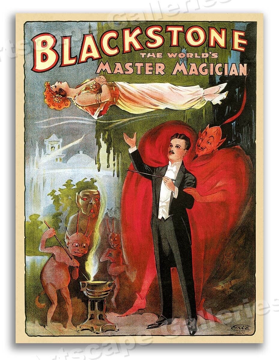 1934 Blackstone the Worlds Master Magician Vintage Style Magic Poster - 24x32