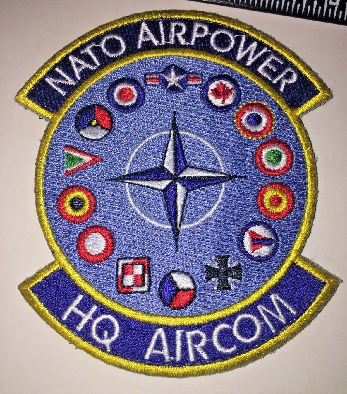HQ Air Power NATO HQ AIRCOM   USAF Patch 4 in Hook and loop back