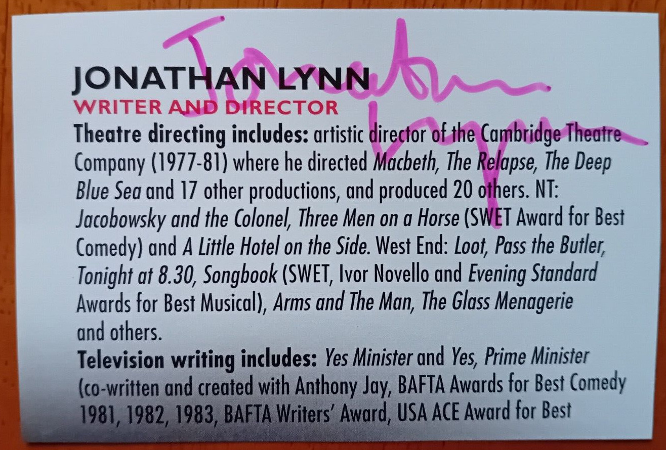 ORIGINAL AUTOGRAPH JONATHAN LYNN Stage & Film Director, Yes Minister