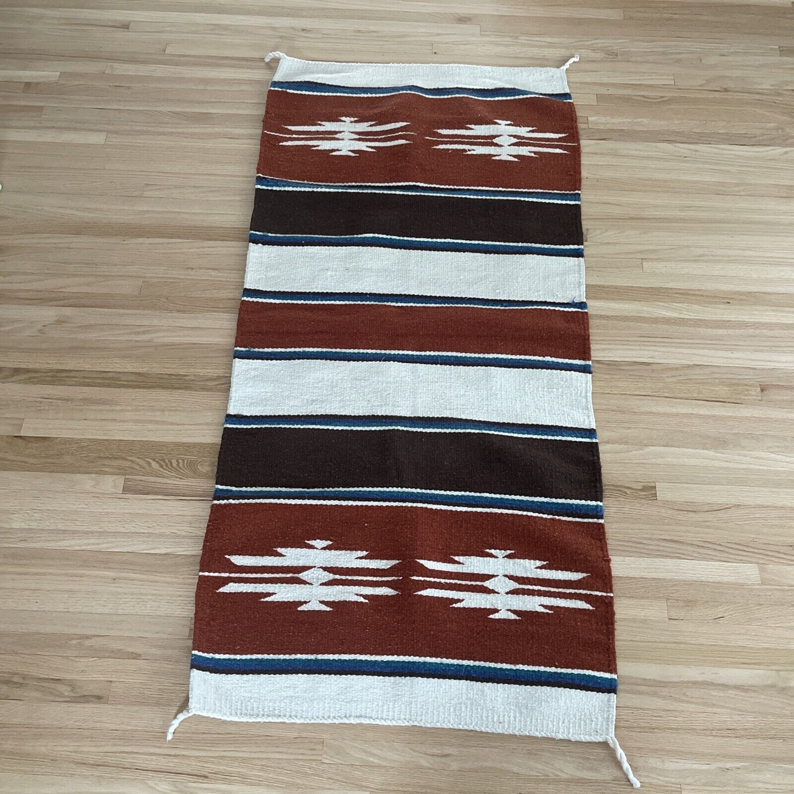 vintage southwest Native American ?  rug 62” By 30” used Aztec Southwestern