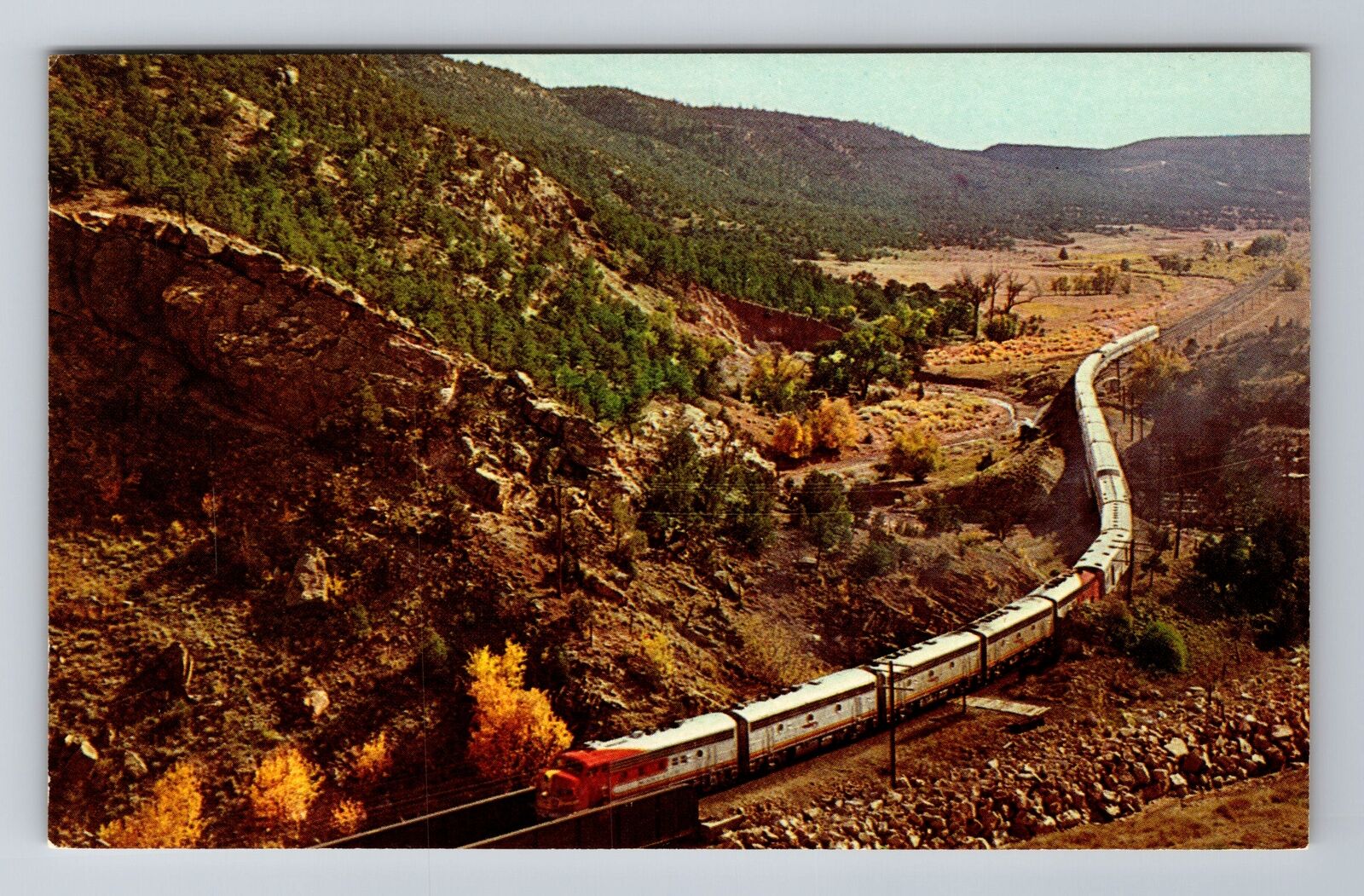 Santa Fe NM-New Mexico, Santa Fe Streamliner, Train Vintage Souvenir Postcard