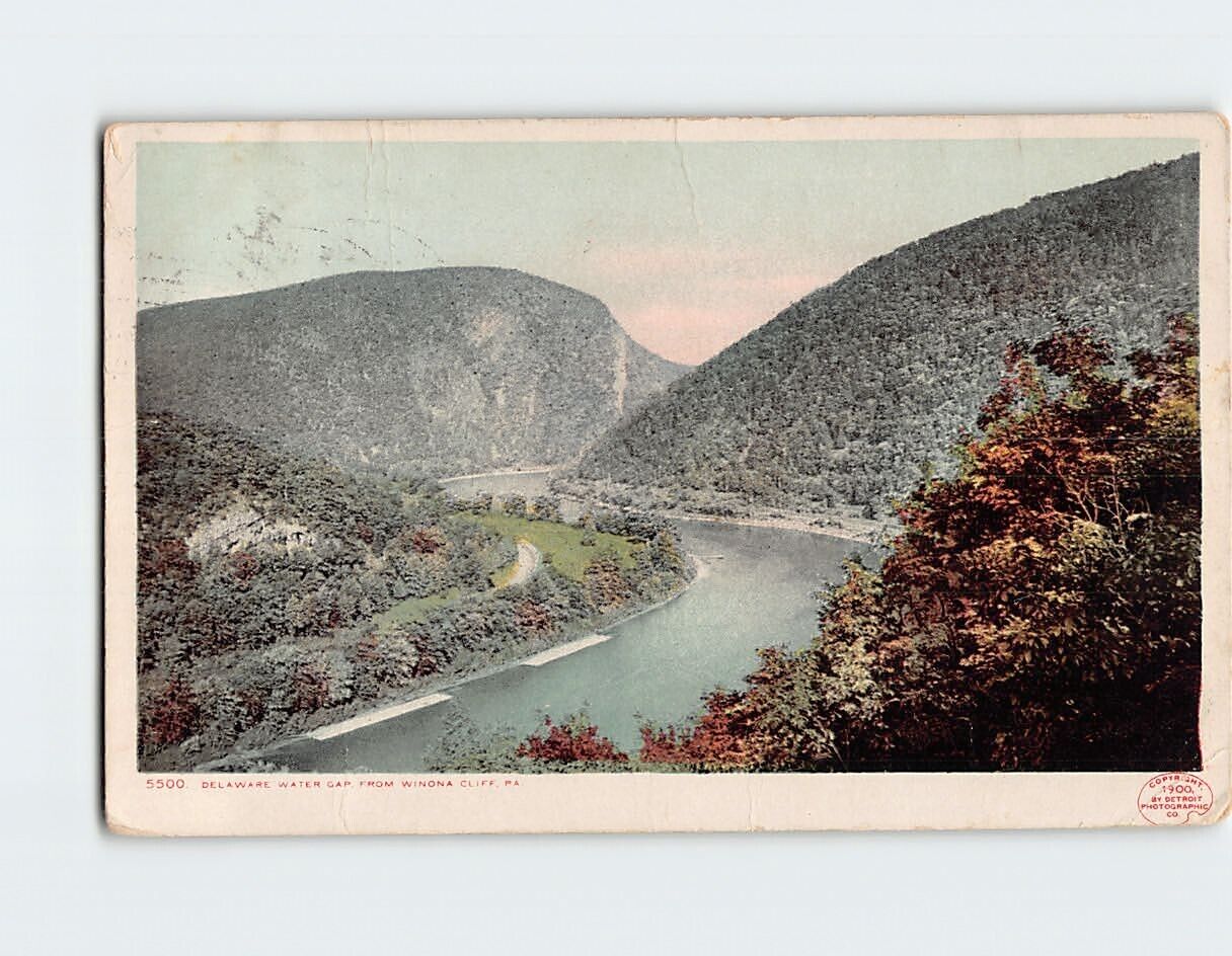 Postcard Delaware Water Gap from Winona Cliff Pennsylvania USA