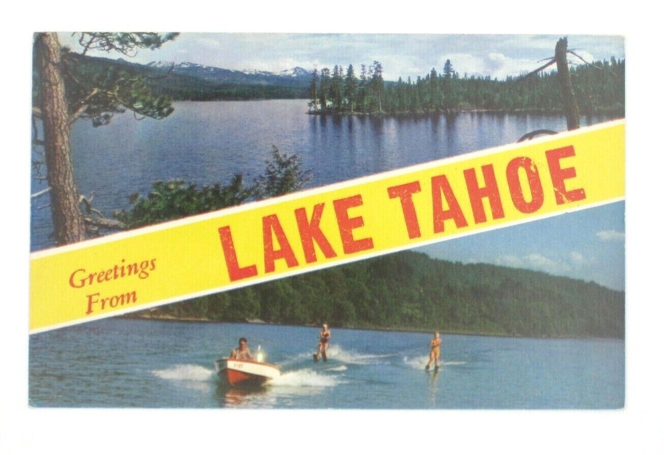 Vintage Greetin from Lake Tahoe Postcard (A36) Postmark \
