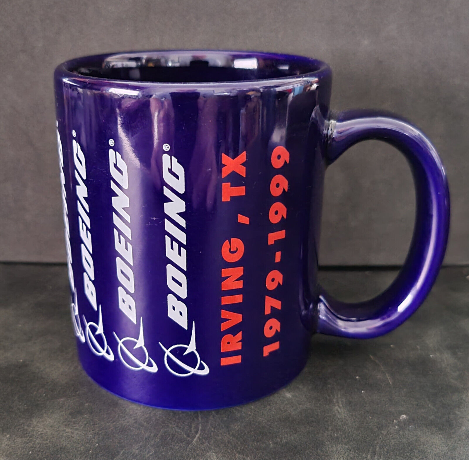 Vintage Boeing Coffee Mug Irving, TX 1979 - 1999 Cup Mug Blue Ceramic