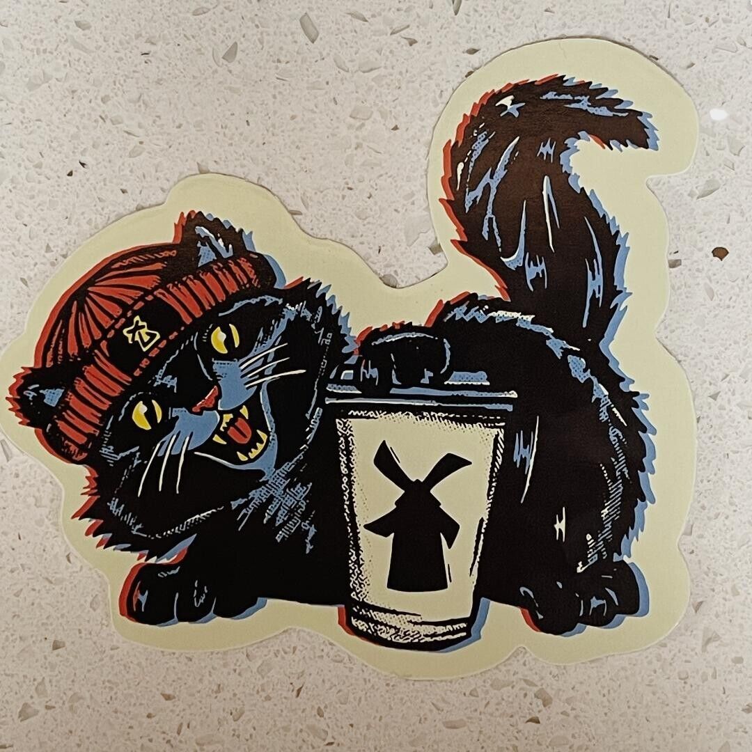 *NEW* Dutch Bros Sticker OCTOBER 2023 Black Cat in Beanie Halloween