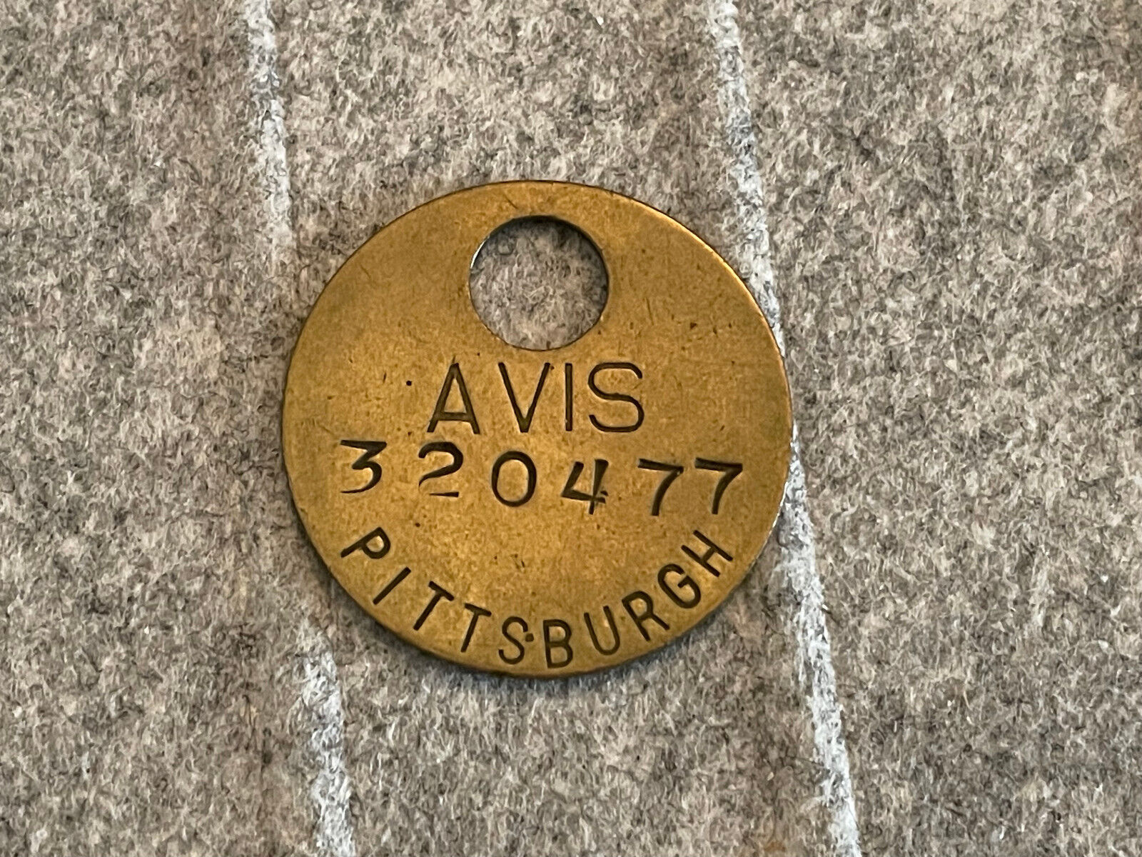 AVIS Rental Car Pittsburgh Brass Tag 1 3/8” in Diameter